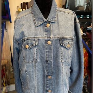 Seven7 Denim Jacket Women's Medium Wash Button Closure Pockets NWT